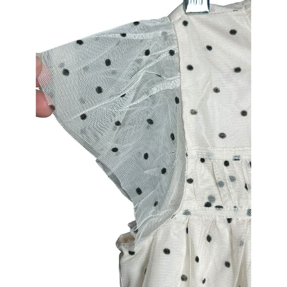 J Crew Crewcuts Polka Dot Tulle Overlay Dress‎ Puff Sleeve White Dot Kids Size 7 - Picture 4 of 9